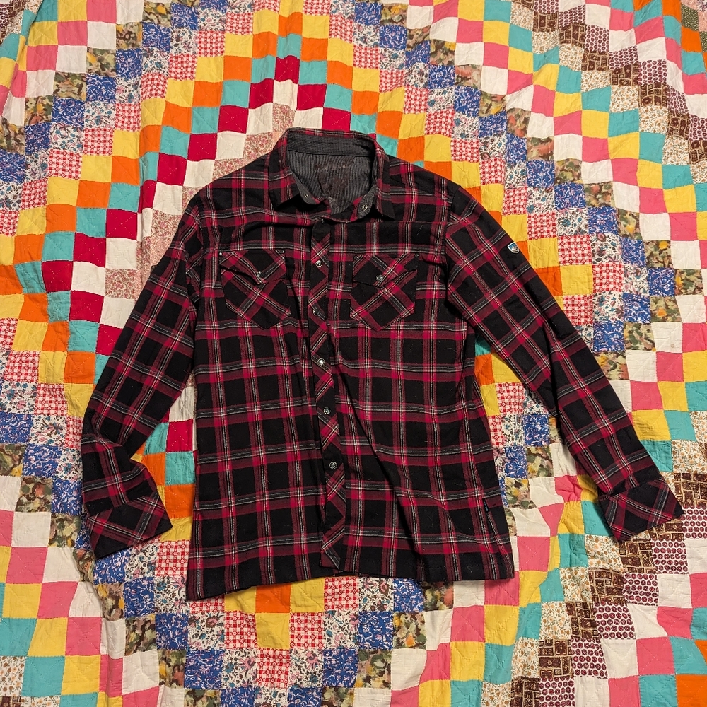Kuhl Flannel Plaid Pearl Snap Shirt, Men's Medium